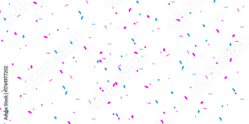 Scattered confetti in shades of pink blue and yellow and magenta falling on a white background for a festive look	