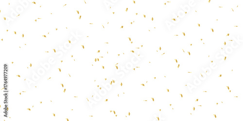 celebratory display of golden confetti and streamers falling against a white background backdrop perfect for adding a celebratory touch to any design or project.