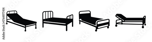 Diverse hospital beds and medical examination tables essential for patient care healthcare facilities and medical environments