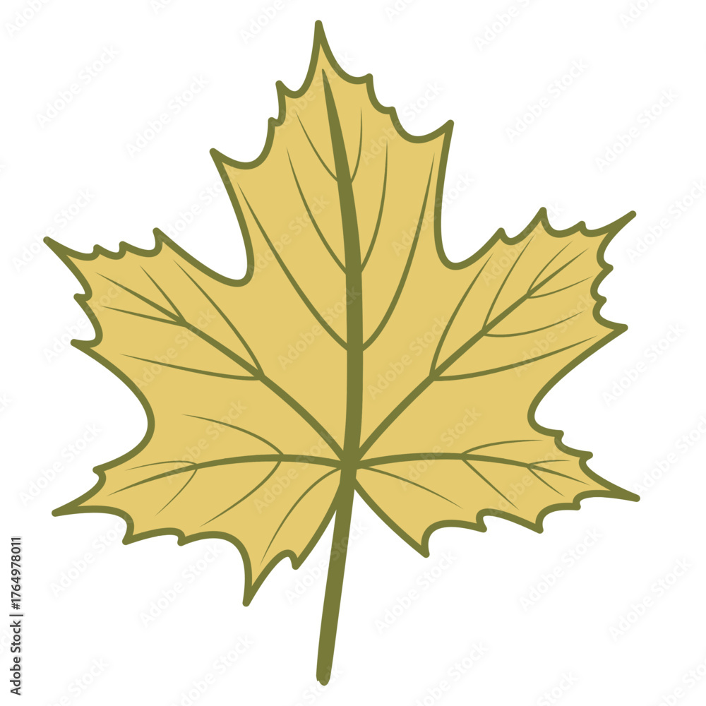 Fototapeta premium Yellow orange maple leaf vector illustration with autumn theme