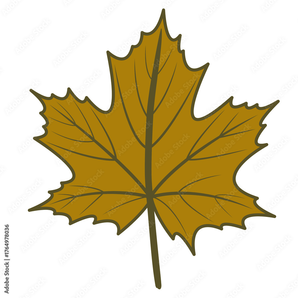 Obraz premium Brown maple leaf vector png illustration with autumn theme
