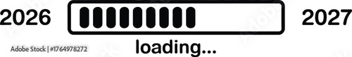 Minimalist loading progress bar indicating transition from 2026 to 2027, symbolizing the passage of time and anticipation for the new year