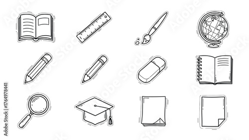 Educational Tools Collection: A curated collection of essential educational tools, each expertly outlined, embodying the essence of learning and academic pursuits.