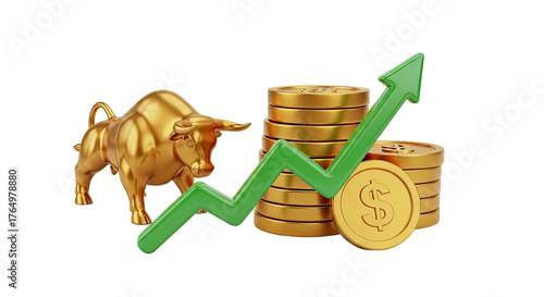 Golden bull market financial growth investment success prosperity