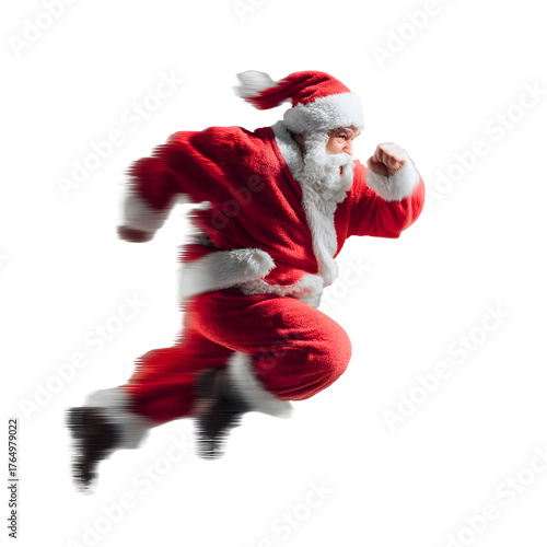 Wallpaper Mural Santa Claus running at high speed with motion blur against a plain grey background Torontodigital.ca