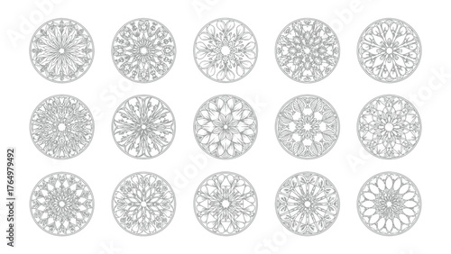 Architectural Ornamentation: A mosaic of intricate circular patterns and design. perfect for conveying themes of elegance and precision.