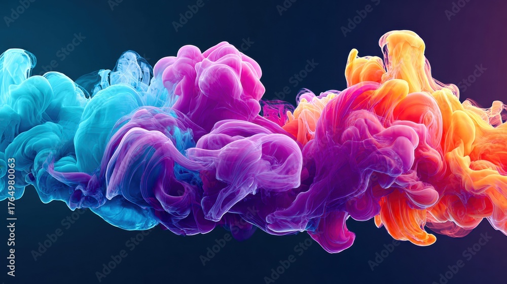 Fototapeta premium Abstract colorful smoke art against a dark background