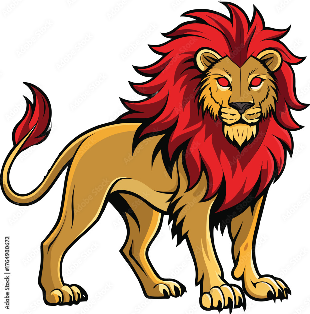 Fototapeta premium Majestic transvaal lion portrait with fierce expression isolated on transparent background isolated on white background