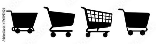 Modern minimalist shopping cart icons set for e-commerce websites online retail stores consumer marketing web design elements