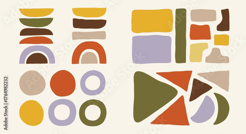 A versatile collection of modern abstract geometric shapes and hand-drawn organic forms for contemporary design projects