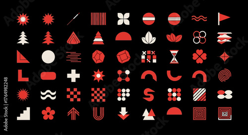 A versatile collection of bold minimalist geometric shapes and abstract universal symbols for modern graphic design
