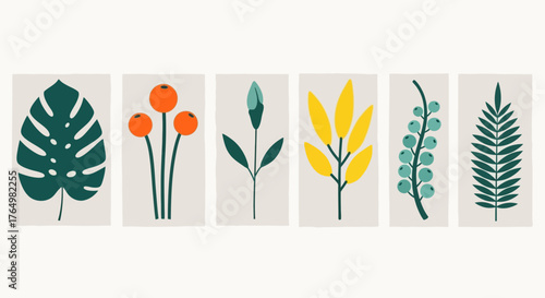 A curated collection of minimalist botanical art featuring abstract leaves and flora for modern home decor