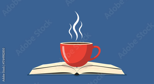 Coffee Break - A Cup on an Open Book.