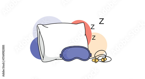 Sleep Essentials - Pillow, Mask, and Earplugs for Restful Night.