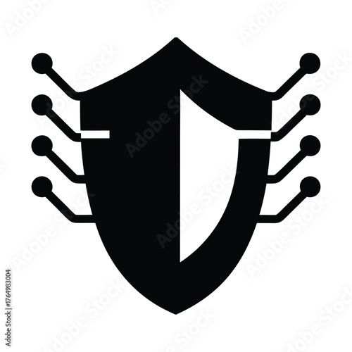 Cyber security shield technology protection icon vector illustration for digital safety and data secure