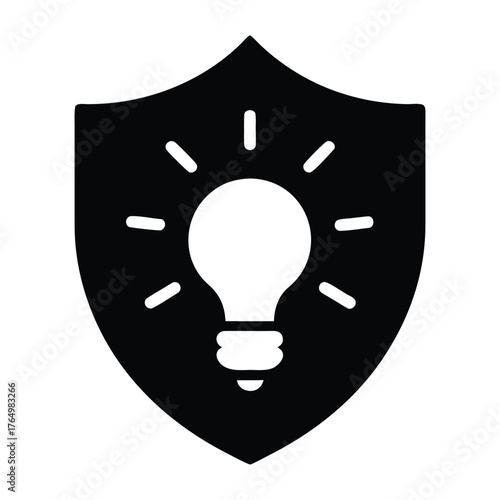Idea protection shield icon vector illustration for creative innovation and security concept