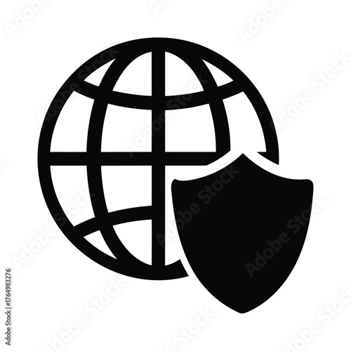Internet security global network protection cybersecurity shield world wide web safety icon 