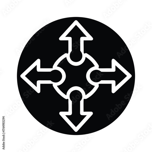 Directional arrows icon vector illustration, navigation symbol, orientation sign, black and white design