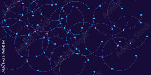 Abstract connected circle lines and points for network connection, social networking and global connecting or big data concept