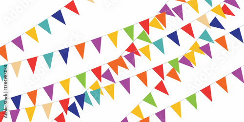 Carnival garland with flags. Blue and yellow. vector illustration