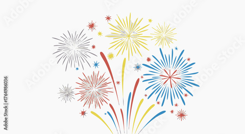 Colorful bursts of pyrotechnics illuminate the dark sky in a celebratory display