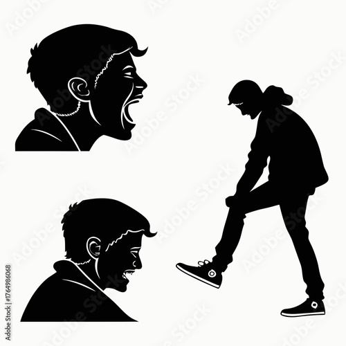 Silhouette of a man in different poses
