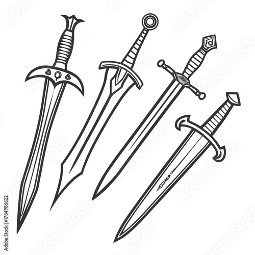 Collection of medieval swords in vector format