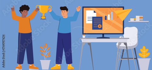 Team Achievement Celebration – Business Success and Goal Accomplishment Concept