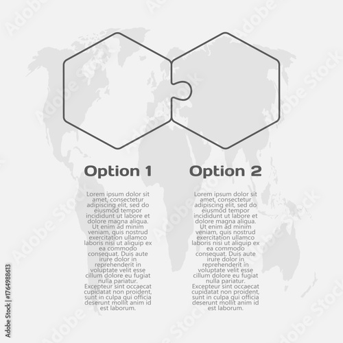 Two steps line infographic, puzzle diagram
