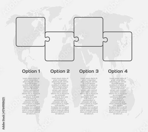 Four steps line infographic, puzzle diagram