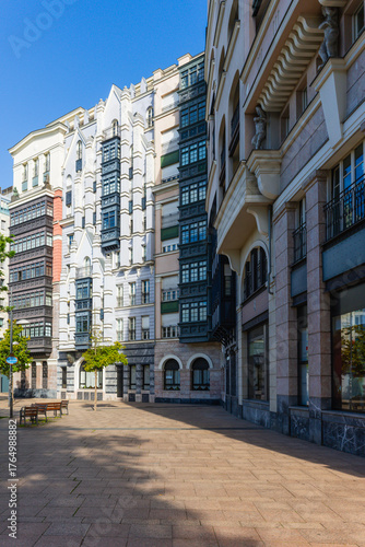 Eclectic architecture in the city of Bilbao, Vizcaya, Spain