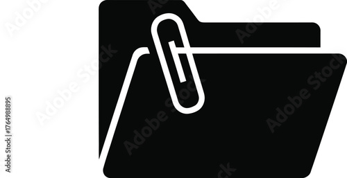 A file folder with a paperclip, representing an attachment