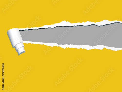 Blank paper sheet illustration with ripped, torn edges and grunge texture for a design or banner concept