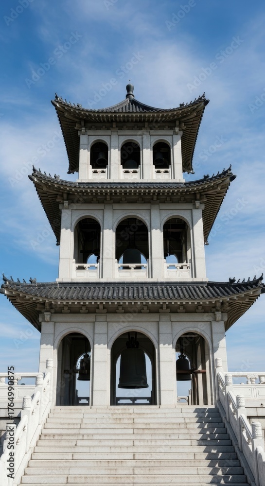 Fototapeta premium Historic pagoda tower scenic park photography clear sky wide angle