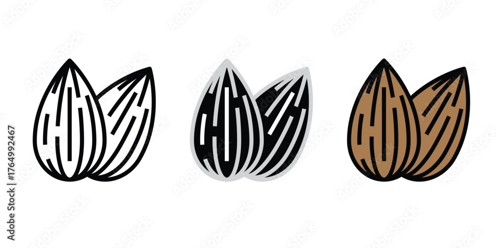 Fototapeta premium Whole and Textured Coconut Fruit Icons