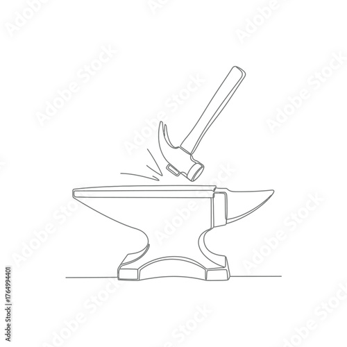 Hammer striking an anvil silhouette