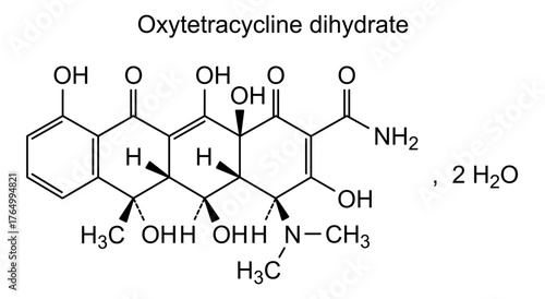 Oxytetracycline dihydrate, chemical structure of oxytetracycline dihydrate, drug substance