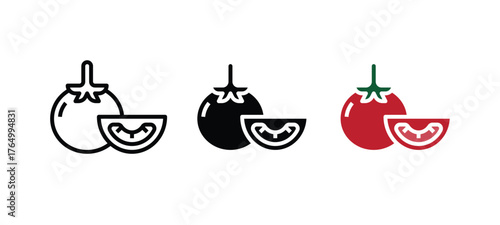 Set of Fresh Tomato Fruit Icons