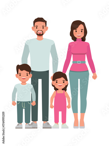 Happy family include father, mother and and child character vector design.