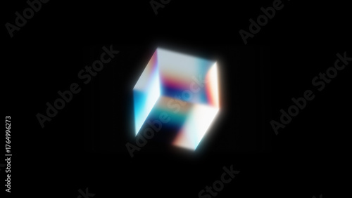 Glowing 3d abstract glass cube on black background 4k wallpaper
