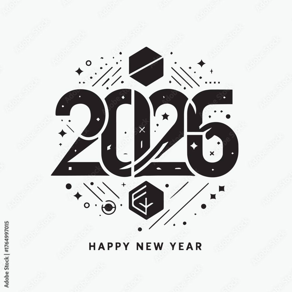 Fototapeta premium Creative Geometric Composition of 2026 Numbers. Abstract Modern Art vector design 