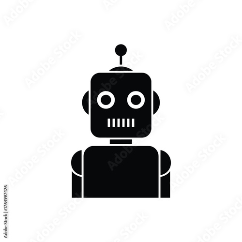 Vector robot silhouette isolated on white background