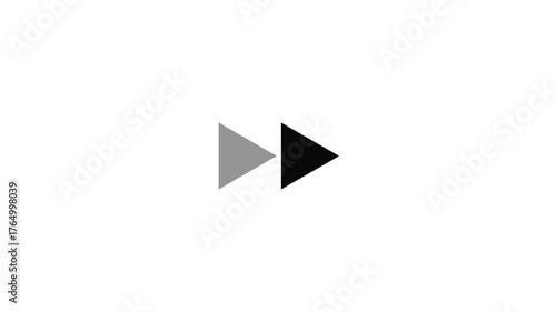Triangular video element isolated on Transparent Background. White fast forwarding button icon animation on black background. Fast forward sign moving