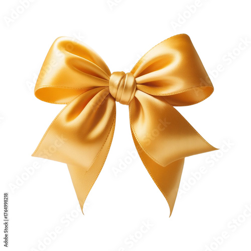 gold bow isolated on ribbon white background