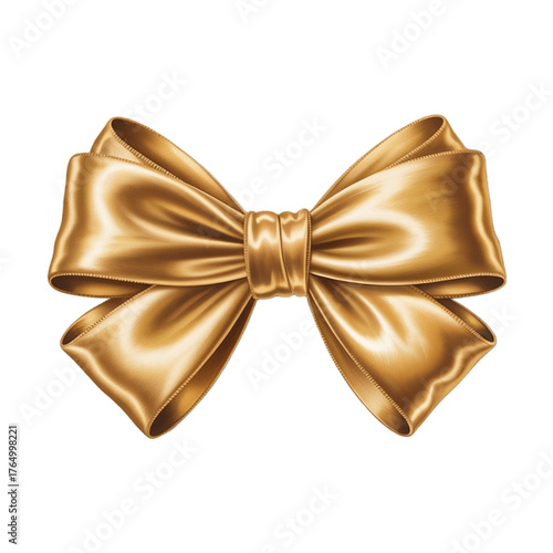 gold  ribbon bow isolated on white background