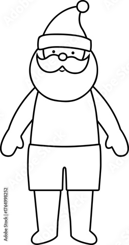 Beach Christmas santa outline.
Cute summer santa claus coloring page with template.
Transparent background.