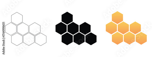 Honeycomb pattern with hexagon mesh. Texture bee comb grid. Flat vector illustration isolated on white background