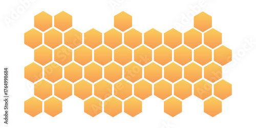 Honeycomb hexagonal seamless pattern. Yellow, orange beehive background. Gradation color. Honeycomb, bees hive cells pattern. Grid design, vector background. Flat vector illustration