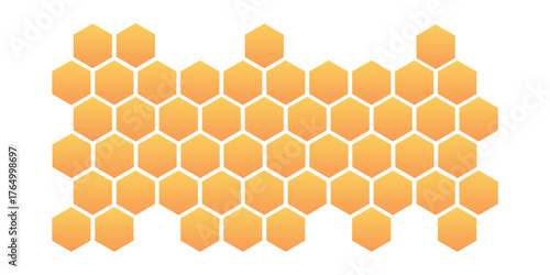 Honeycomb hexagonal seamless pattern. Yellow, orange beehive background. Gradation color. Honeycomb, bees hive cells pattern. Grid design, vector background. Flat vector illustration