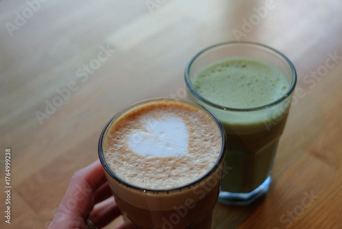 pumpkin spice latte and matcha latte 